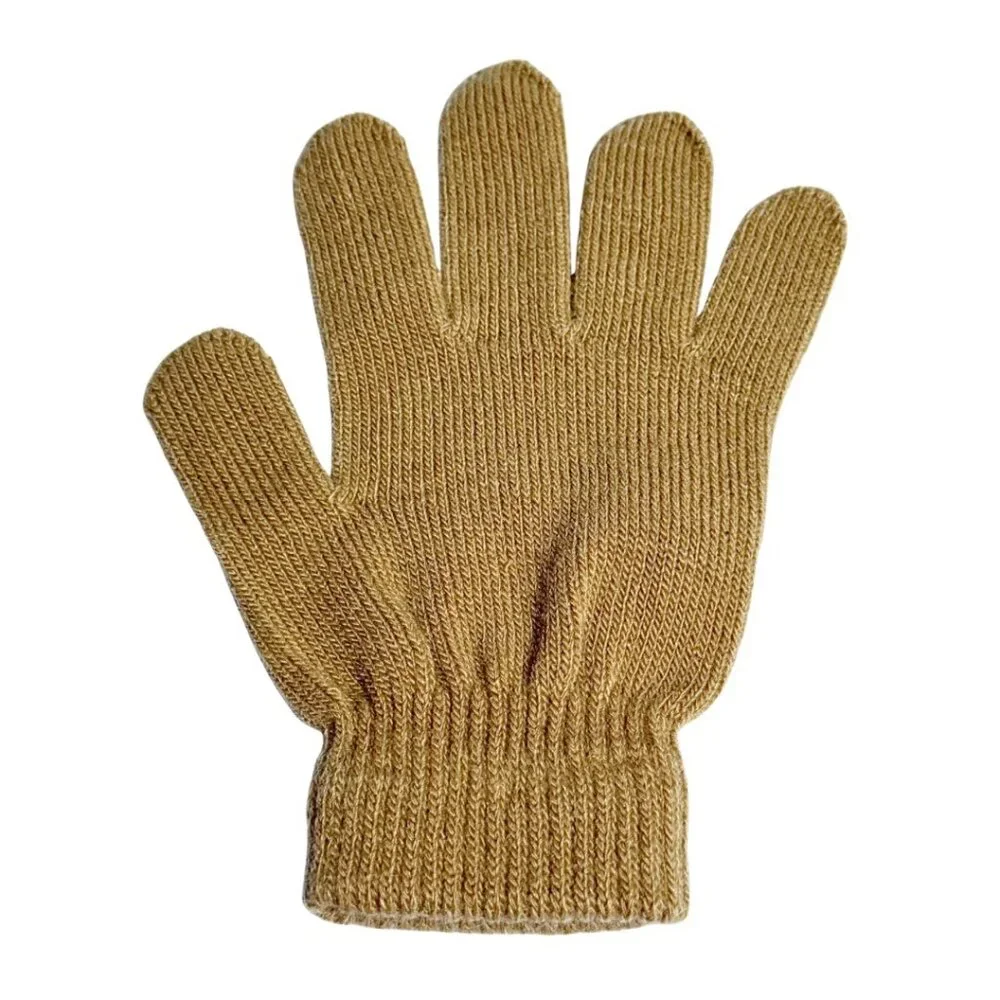 Beige Tan Womans Small Knit Gloves Minimalist Warm Comfy Winter Normcore